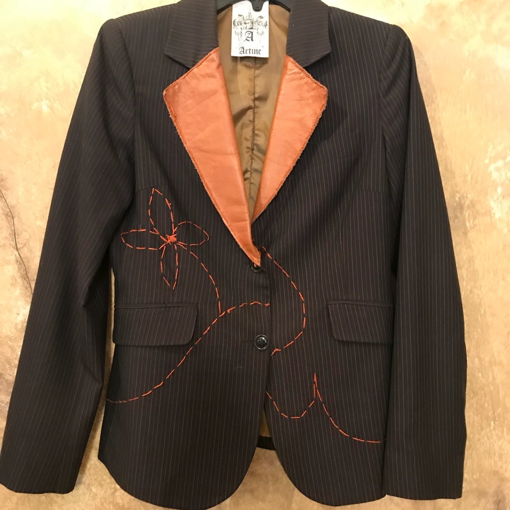 Artine blazer with leather lapel